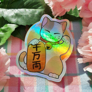 Lucky Cat - Holographic vinyl sticker