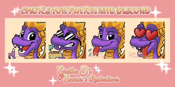 Emote pack - Purple Dragon (4 Emotes)
