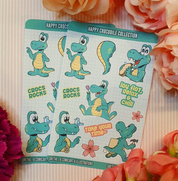 Journal stickers - Happy Crocodile