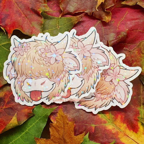 Holographic Sticker - Strawberry cow head