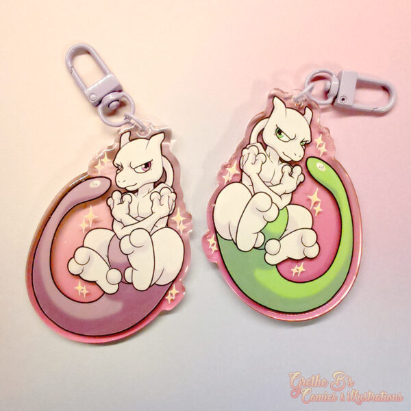 Double-sided acrylic keychain - Mewtwo