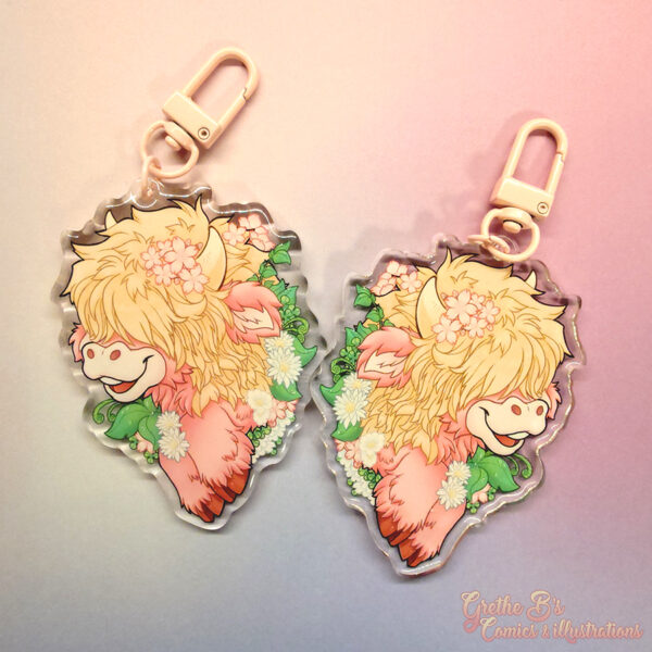 Double-sided acrylic keychain - Sakura Cow