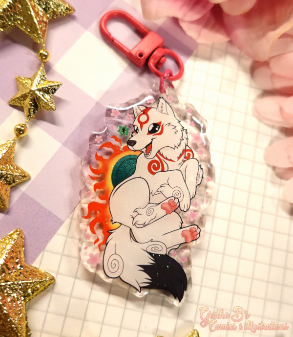 Double-sided Glitter acrylic keychain - Wolf Goddess