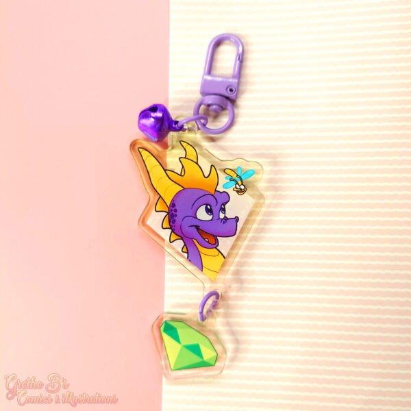 Double-sided-Linked acrylic keychain - Purple Dragon