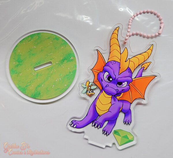 Double-sided acrylic Standee and Keychain - Purple dragon - Image 4