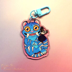Double-sided acrylic keychain - Derpy Blue tiger