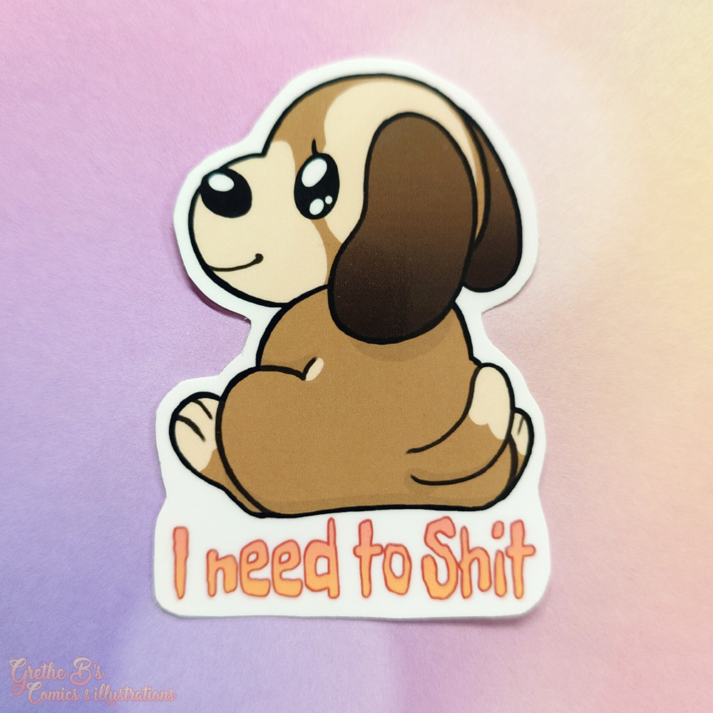 Laminated Glossy Sticker - Poopy doggo