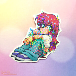 Holo Laminated Sticker - Chill girl