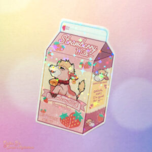 Holo Laminated Sticker - Sakura Cow Milk