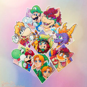 Holo Laminated Sticker - Gamer friends