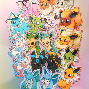 Holo Laminated Sticker - eeveelution gang