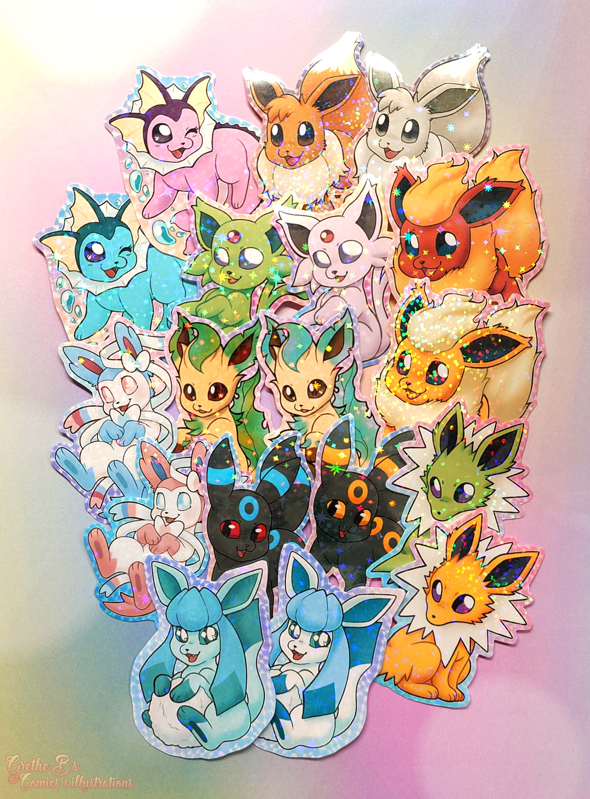 Holo Laminated Sticker - eeveelution gang